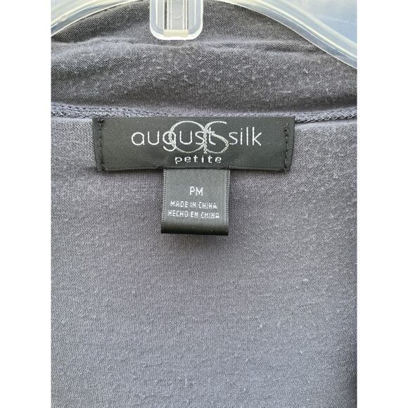 August Silk Cardigan Sweater Womens M Petite Gray Ruffle Collar Crop Shrug Knit - Picture 4 of 4